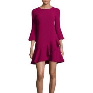 Eliza J Magenta Fuchasia Bell Sleeve Ruffle Dress Size 12 NEW